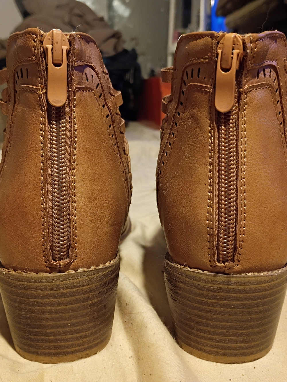 Corkys Tan Cutout Leather Ankle Booties - Picture 7 of 8